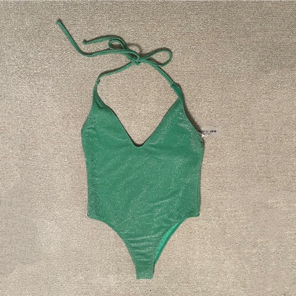 3/$25 NWT Forever 21 Shimmer Halter One-Piece Swimsuit - Small - Picture 8 of 12
